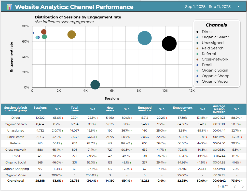 Website Analytics Channel Performance